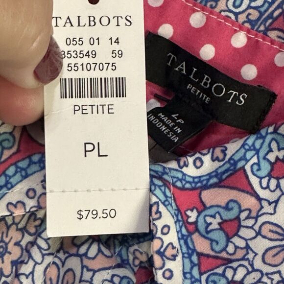 Talbots Blouse‎ Top L Petite Garden Medallion Button Front Long Sleeve Thin NEW - Picture 6 of 12
